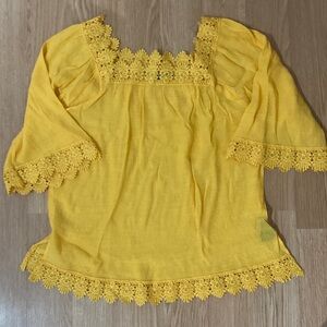 Zac & Rachel Yellow Lace Trim Blouse